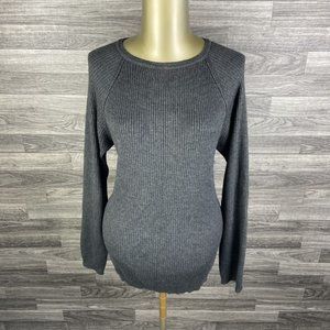 LOOFT Round Neck Merino Wool Knit Grey Pullover Sweater Women's Size Large